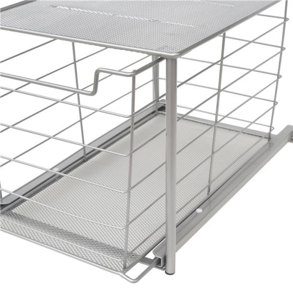 Large Stackable Slide-Out Drawer Organizer, Satin Nickel, 15" x 10 " - Picture 3 of 6